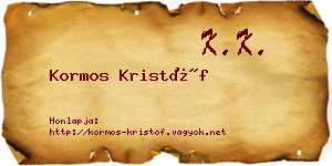 Kormos Kristóf névjegykártya