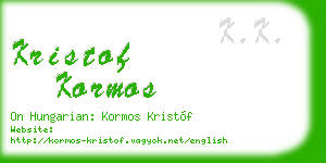 kristof kormos business card